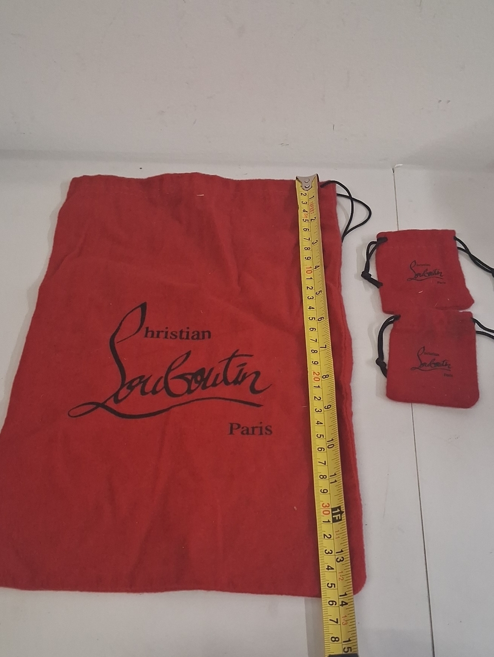 Christian Louboutin Red Logo Drawstring Dust Bags Set